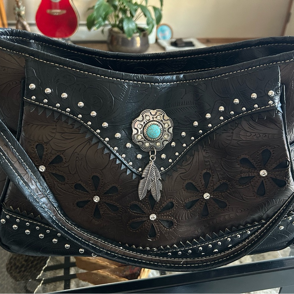 Black and Brown Western Style Handbag